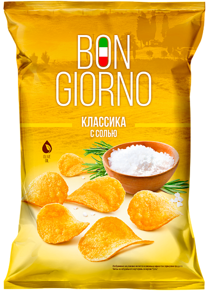 Чипсы из натурального картофеля Bon Giorno классика с солью